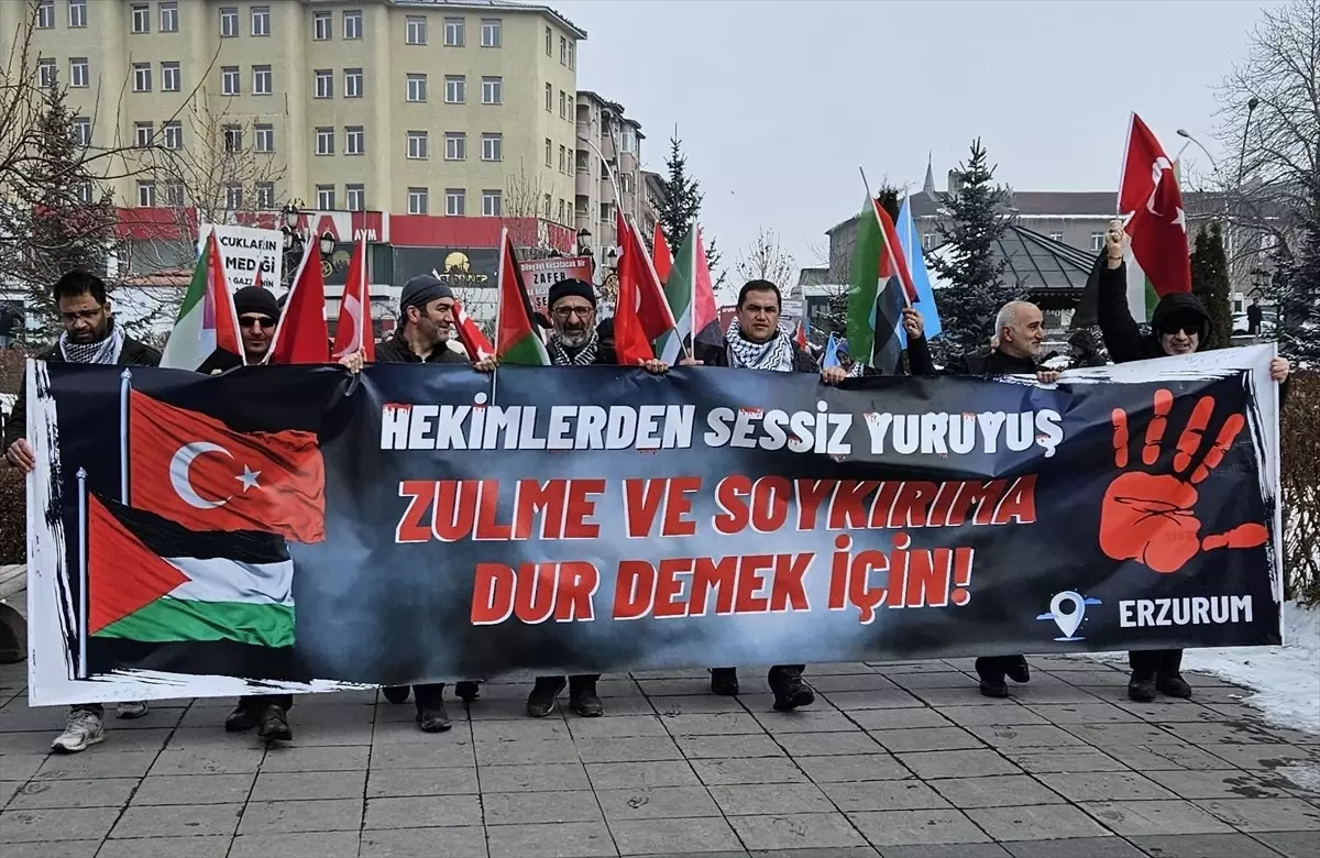 Erzurum’da Sağlıkçılardan Gazze’ye Destek