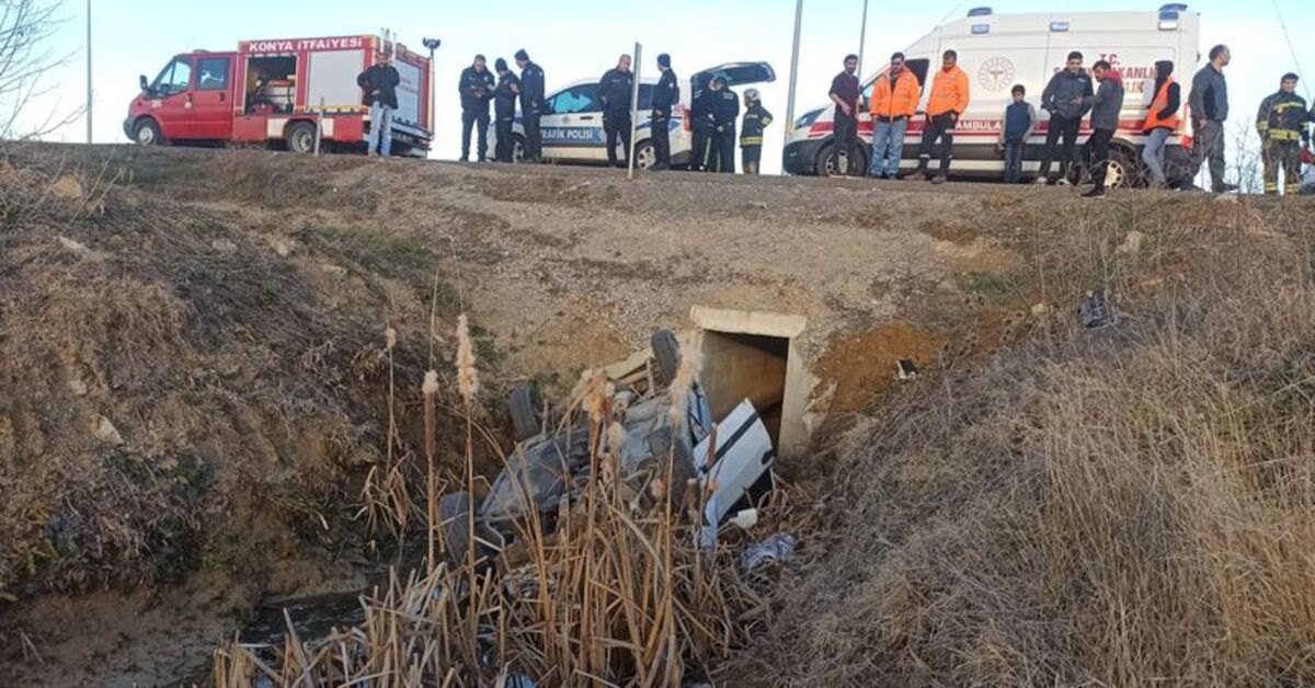Otomobil sulama kanalına uçtu: 3 yaralı